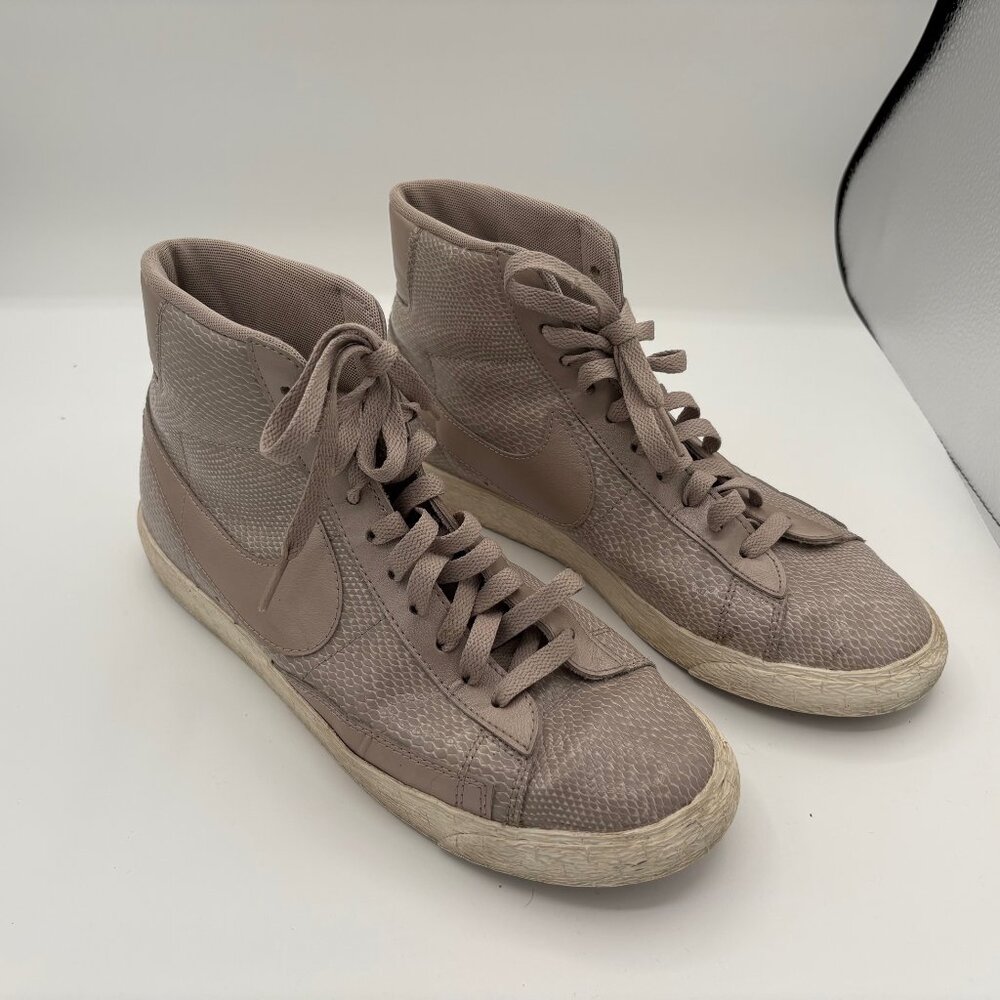 Nike Zoom Blazer Women Mid Snakeskin Sz 9.5 Sneakers Shoes Taupe Beige